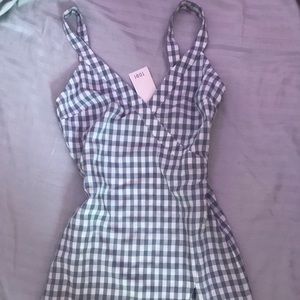 tobi gingham slit mini dress